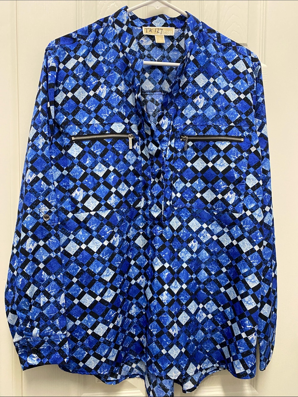 MICHAEL Michael Kors Blue Geometric Print Blouse